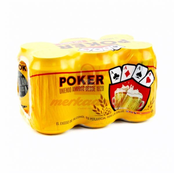 SIX PACK CERVEZA POKER LATA 355CC