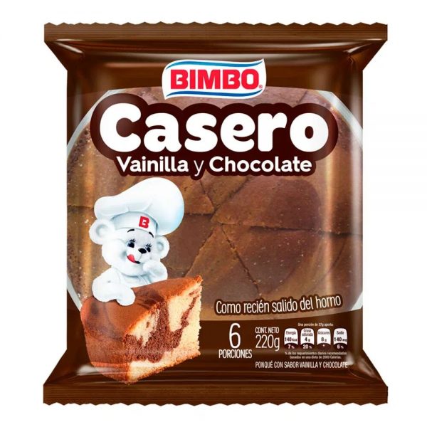 PONQUÉ CASERO VAINILLA Y CHOCOLATE BIMBO 6 PORCIONES X220G