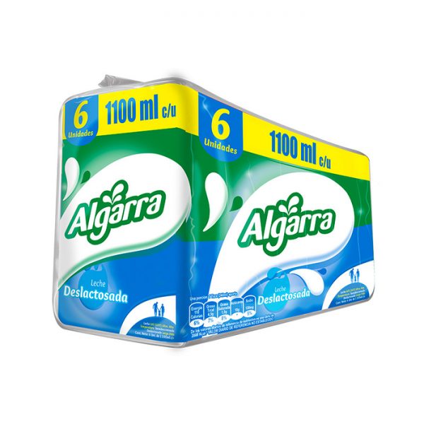 SIX PACK LECHE ALGARRA DESLACTOSADA BOLSA X1100ML