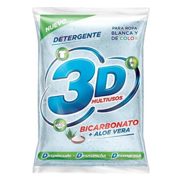 DETERGENTE EN POLVO 3D MULTIUSOS BICARBONATO+ALOE VERA 250GR